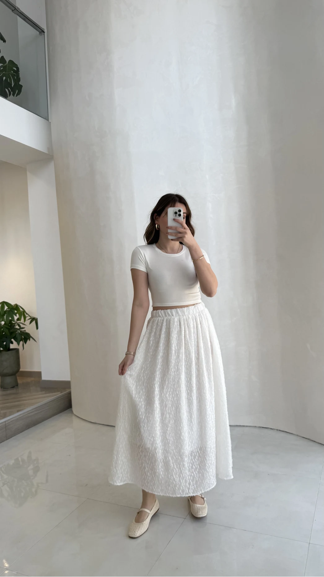 Şerit Püskül Detaylı Beli Lastikli Etek - Beyaz - Kod: 5072