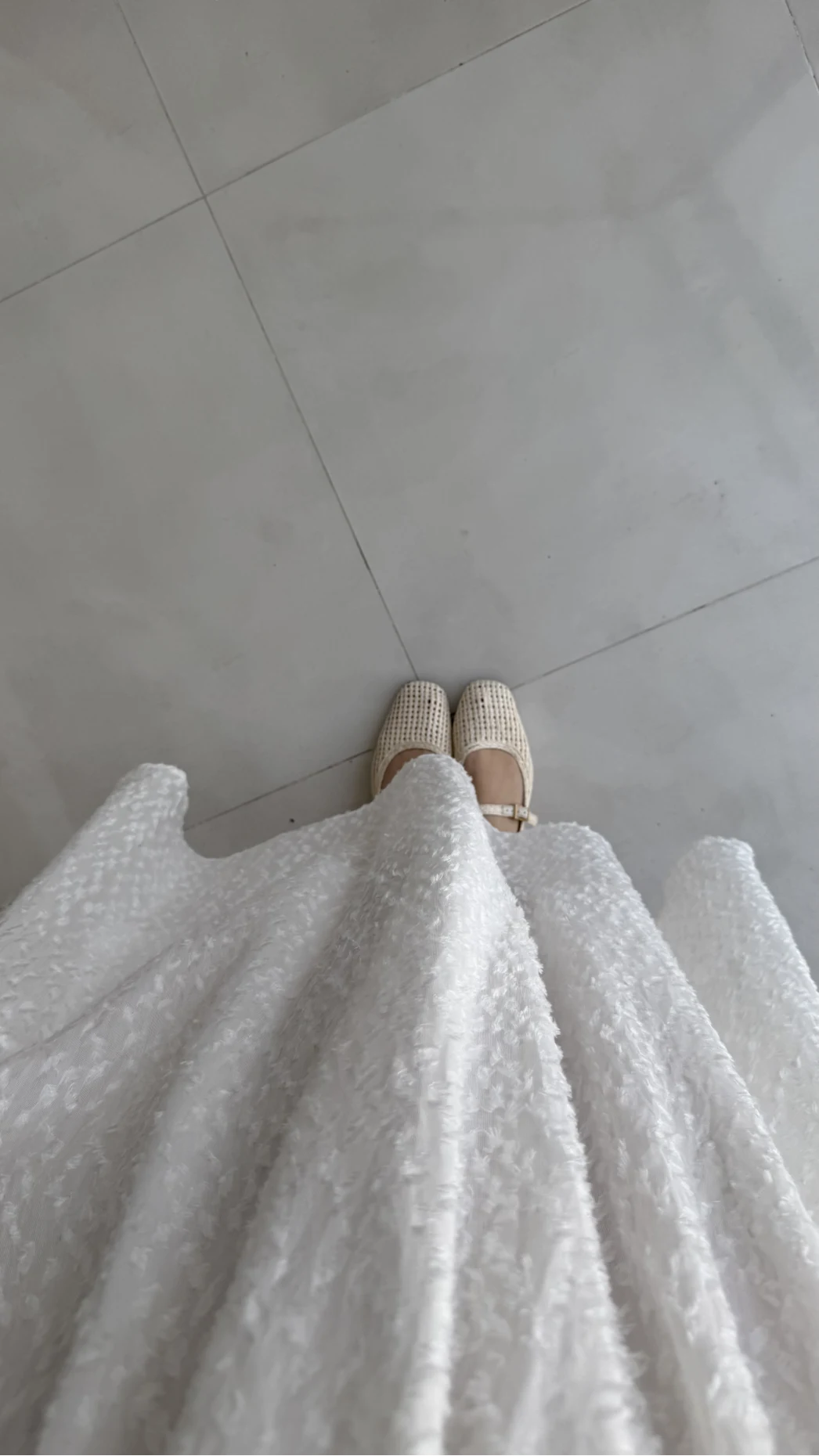 Şerit Püskül Detaylı Beli Lastikli Etek - Beyaz - Kod: 5072