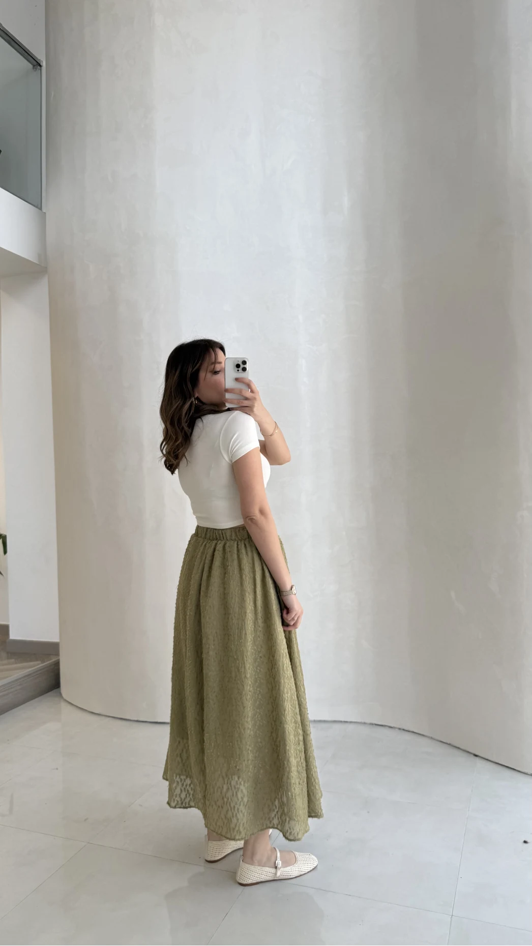 Şerit Püskül Detaylı Beli Lastikli Etek - Haki - Kod: 5072