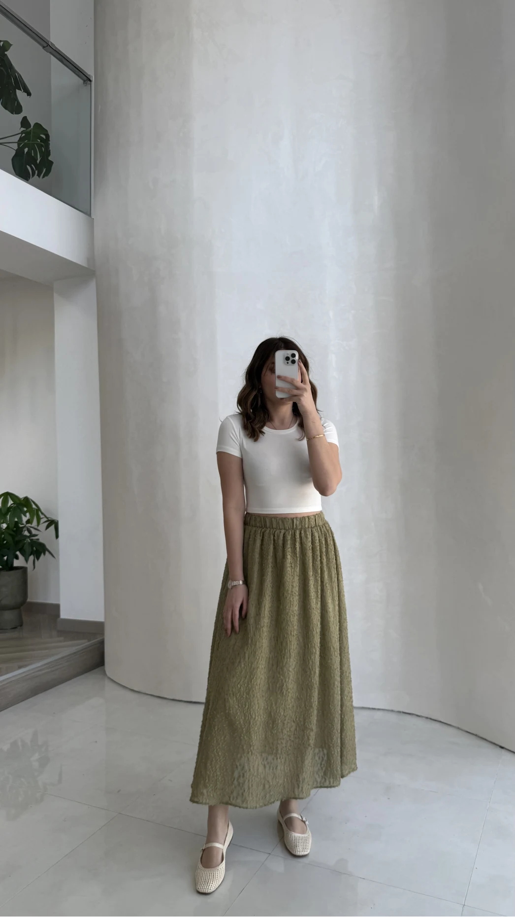 Şerit Püskül Detaylı Beli Lastikli Etek - Haki - Kod: 5072