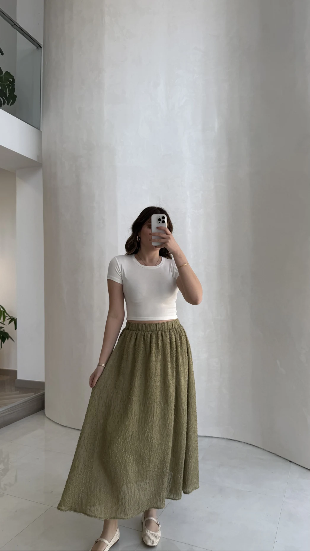 Şerit Püskül Detaylı Beli Lastikli Etek - Haki - Kod: 5072