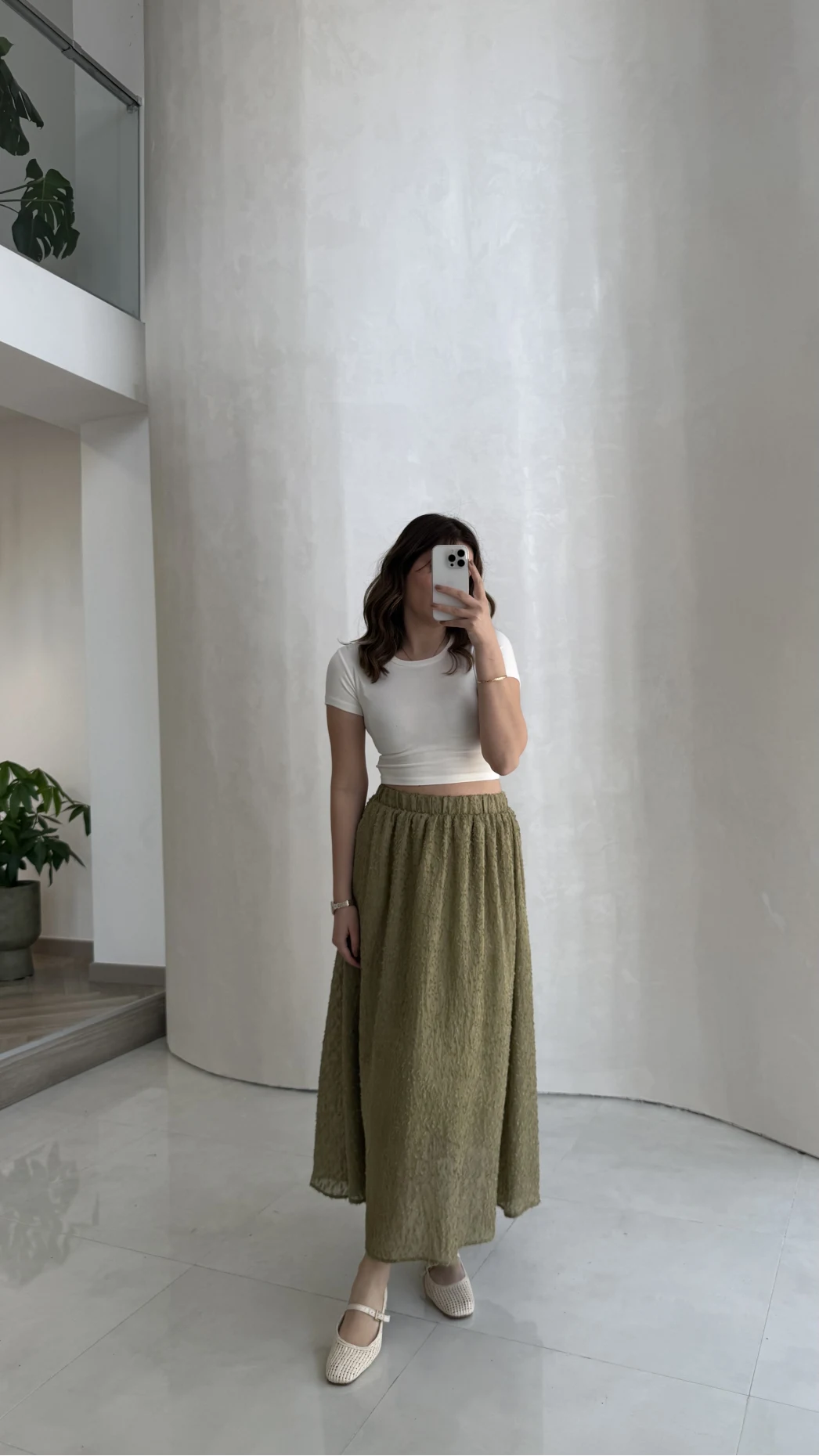 Şerit Püskül Detaylı Beli Lastikli Etek - Haki - Kod: 5072