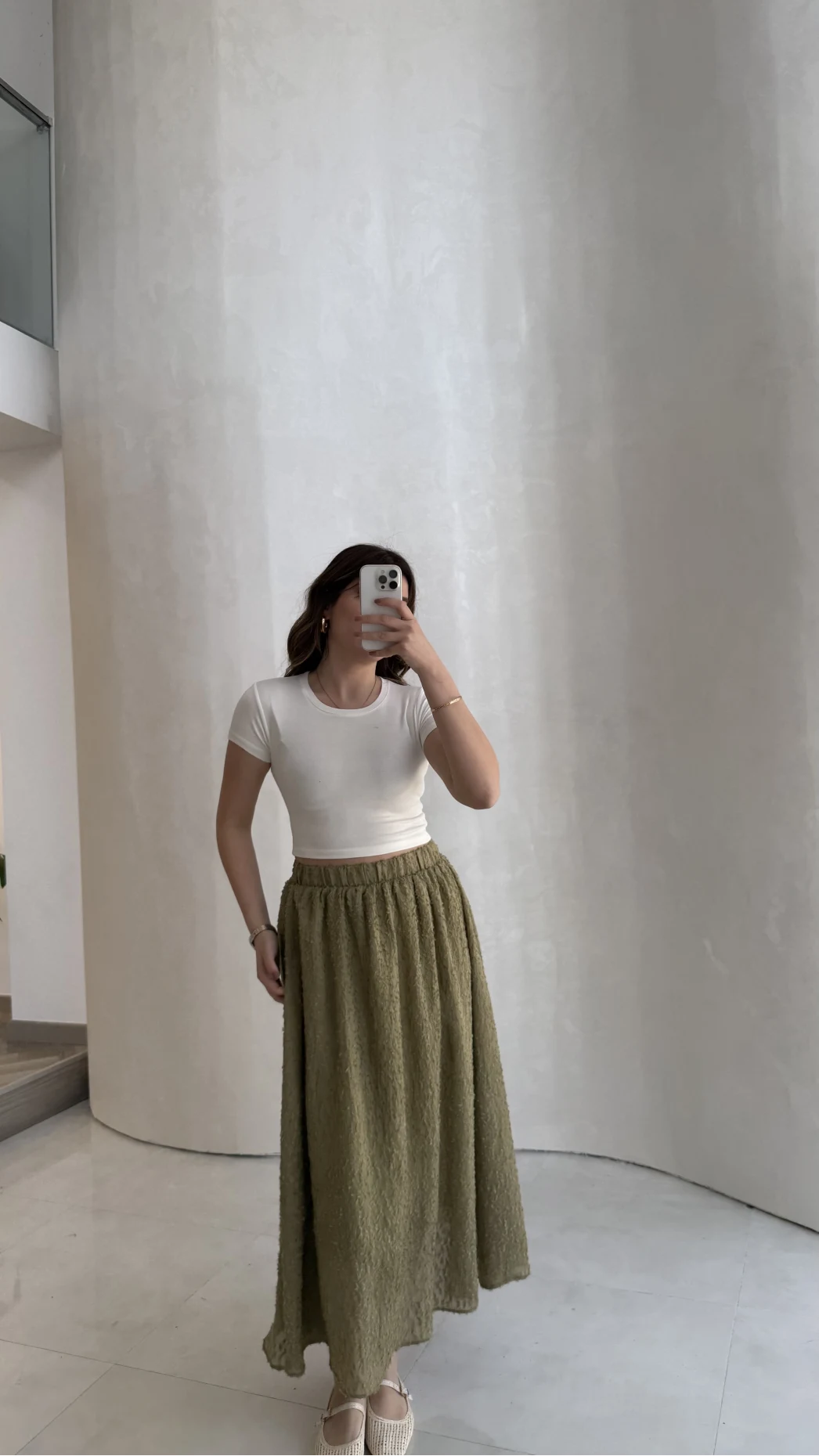 Şerit Püskül Detaylı Beli Lastikli Etek - Haki - Kod: 5072