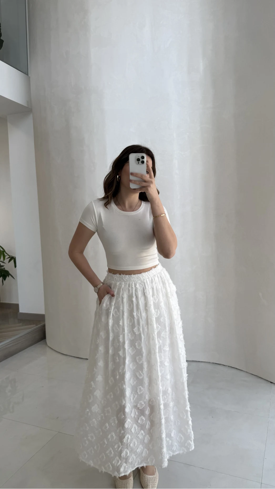 Püsküllü Beli Lastikli Etek - Ekru - Kod: 5062