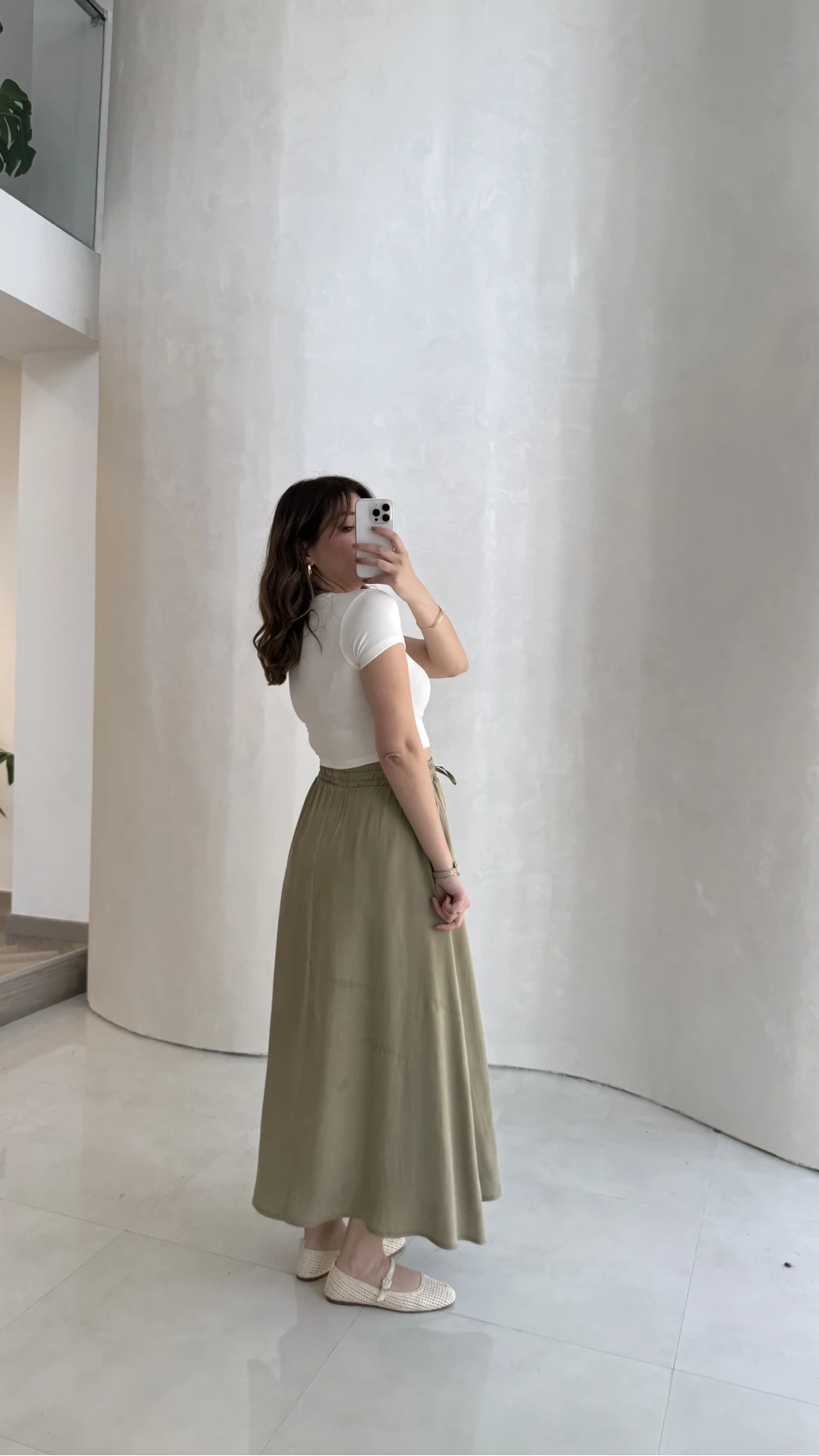 Luna Beli Lastikli Midi Boy Etek - Haki - Kod: 3380