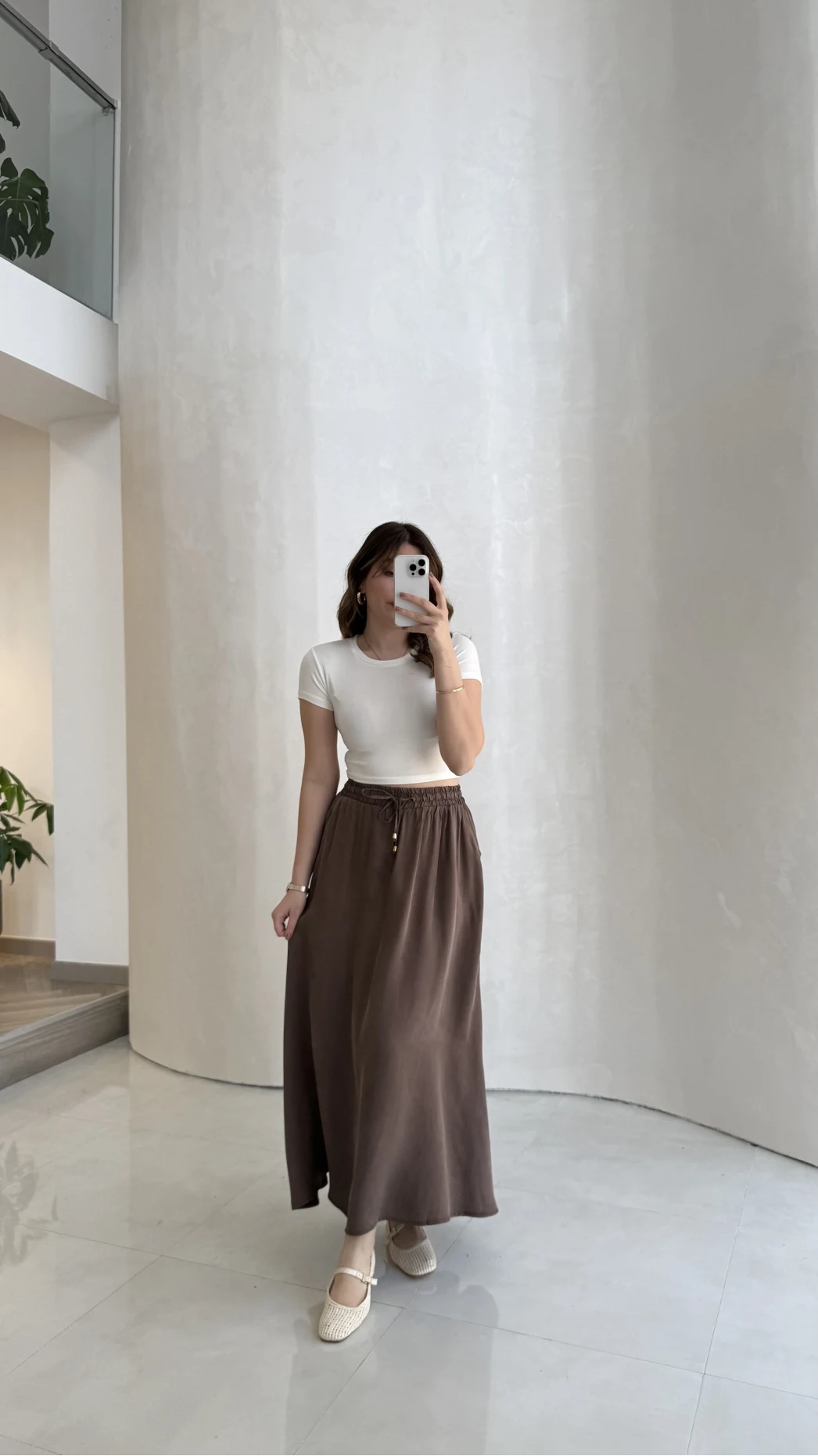 Luna Beli Lastikli Midi Boy Etek - Kahve - Kod: 3380