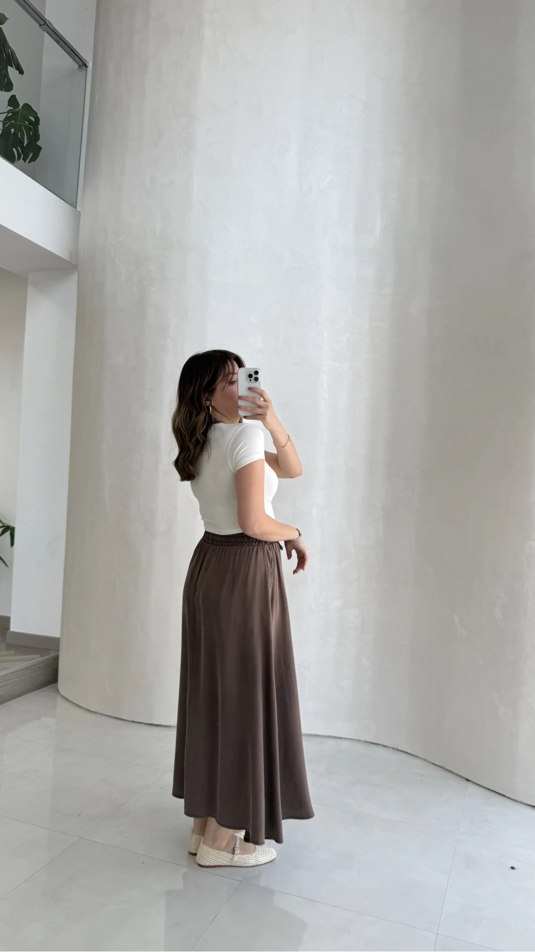 Luna Beli Lastikli Midi Boy Etek - Kahve - Kod: 3380