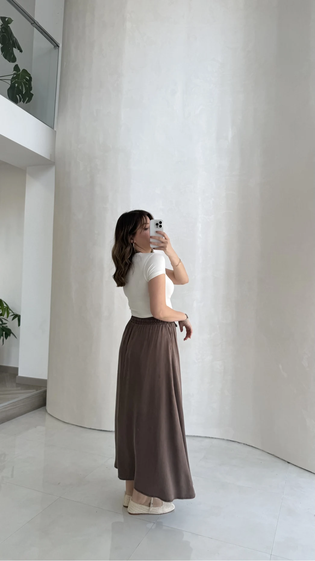 Luna Beli Lastikli Midi Boy Etek - Kahve - Kod: 3380