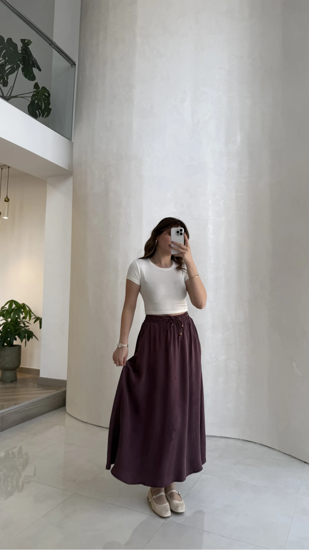 Luna Beli Lastikli Midi Boy Etek - Bordo - Kod: 3380