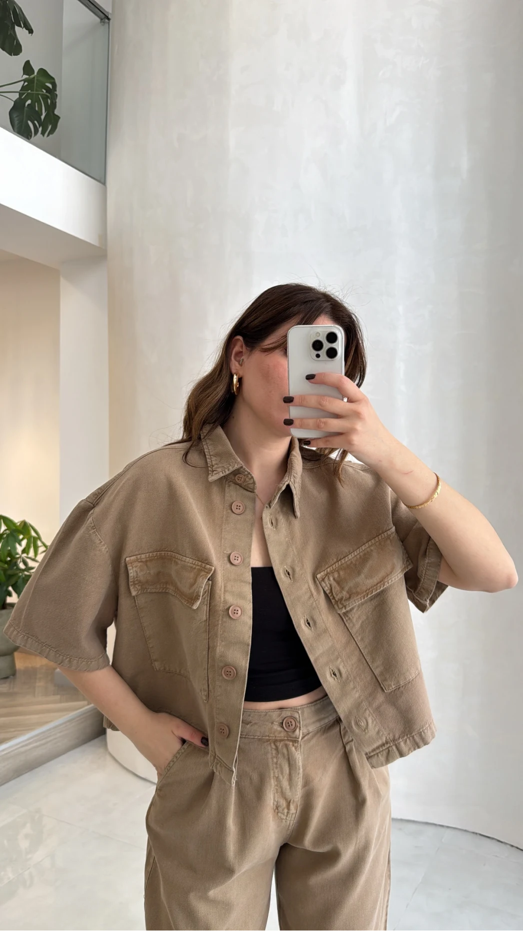 Bole Denim Kısa Ceket Pantolon Takım - Bej