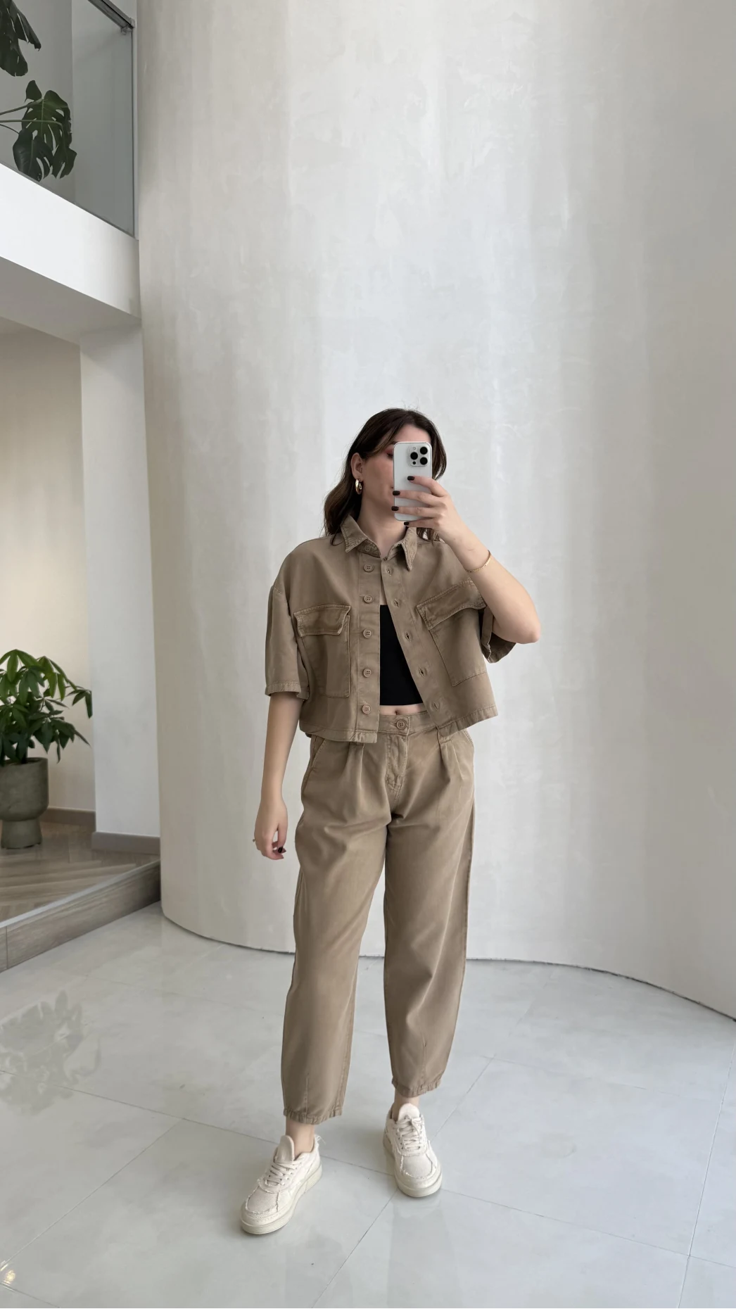 Bole Denim Kısa Ceket Pantolon Takım - Bej