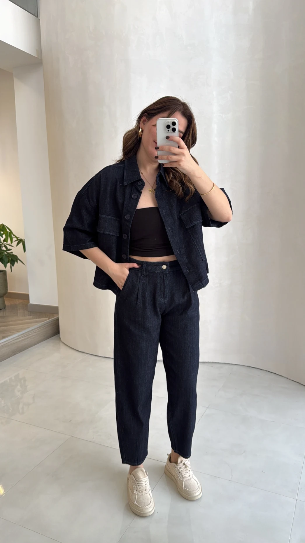 Bole Denim Kısa Ceket Pantolon Takım - Lacivert