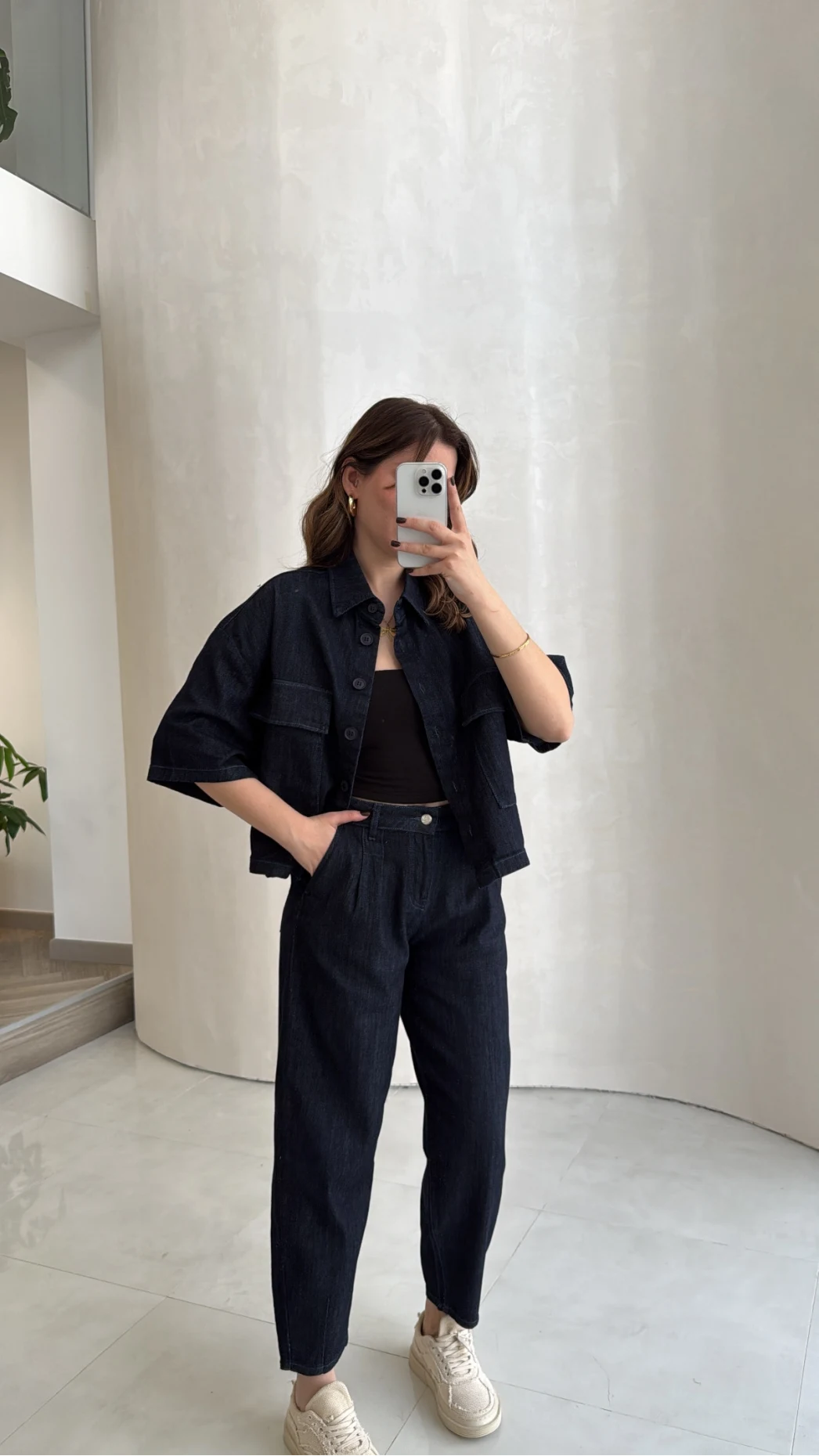 Bole Denim Kısa Ceket Pantolon Takım - Lacivert