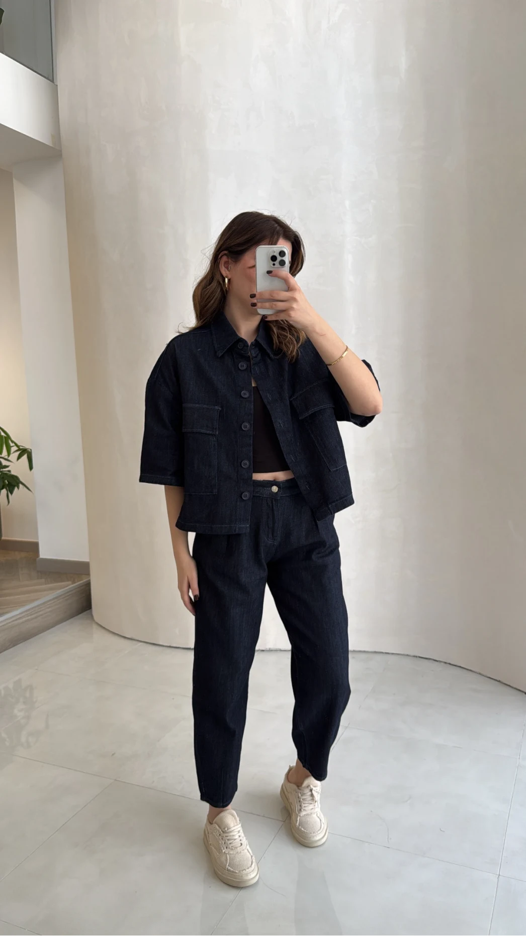 Bole Denim Kısa Ceket Pantolon Takım - Lacivert