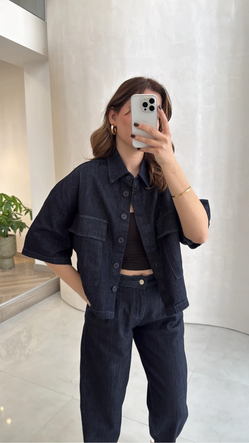 Bole Denim Kısa Ceket Pantolon Takım - Lacivert