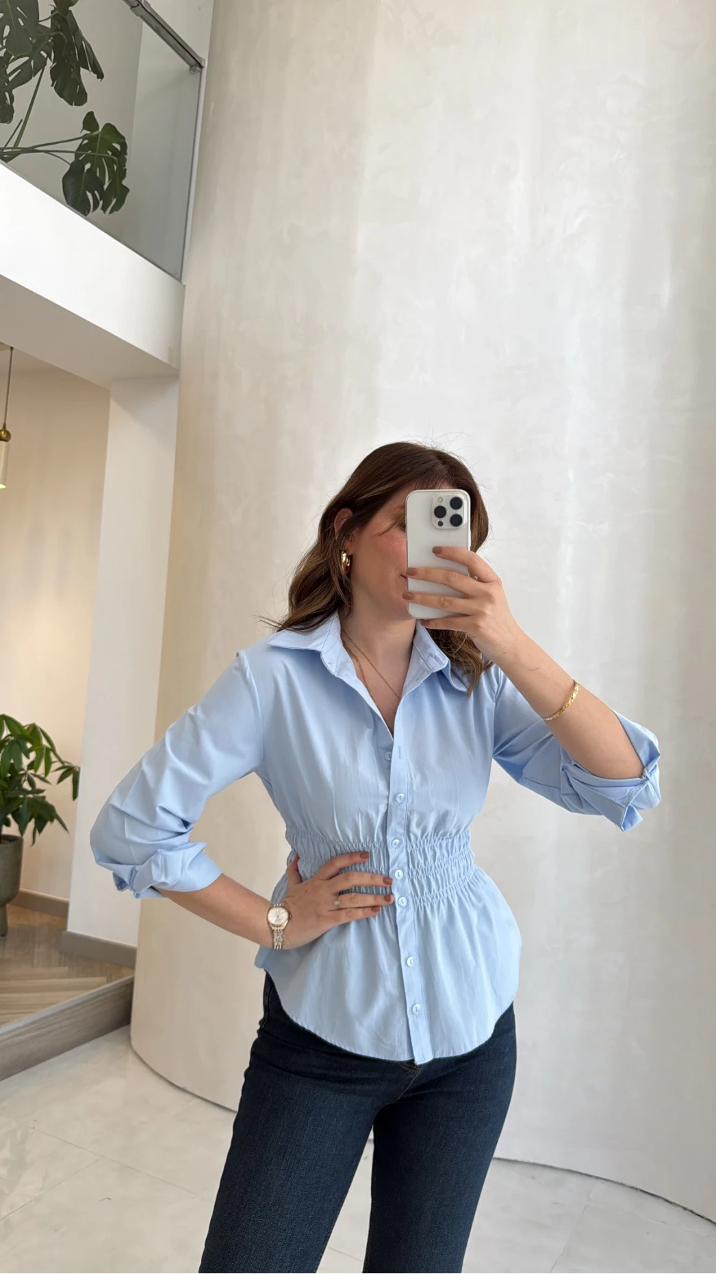 Dolly Beli Gipeli Gömlek - Mavi - Kod: 1000