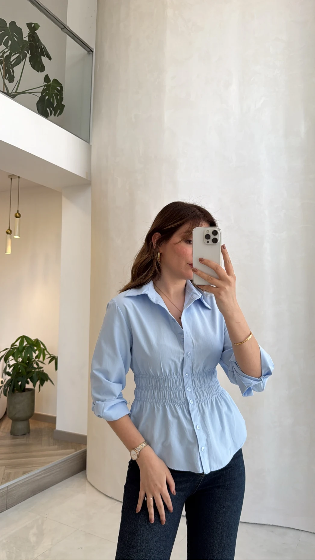 Dolly Beli Gipeli Gömlek - Mavi - Kod: 1000