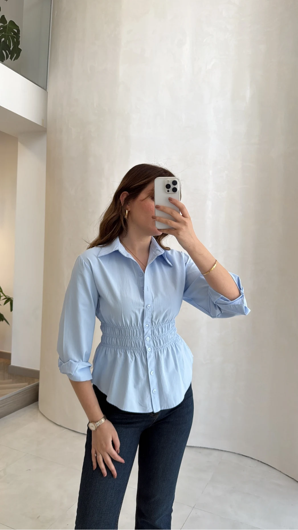 Dolly Beli Gipeli Gömlek - Mavi - Kod: 1000