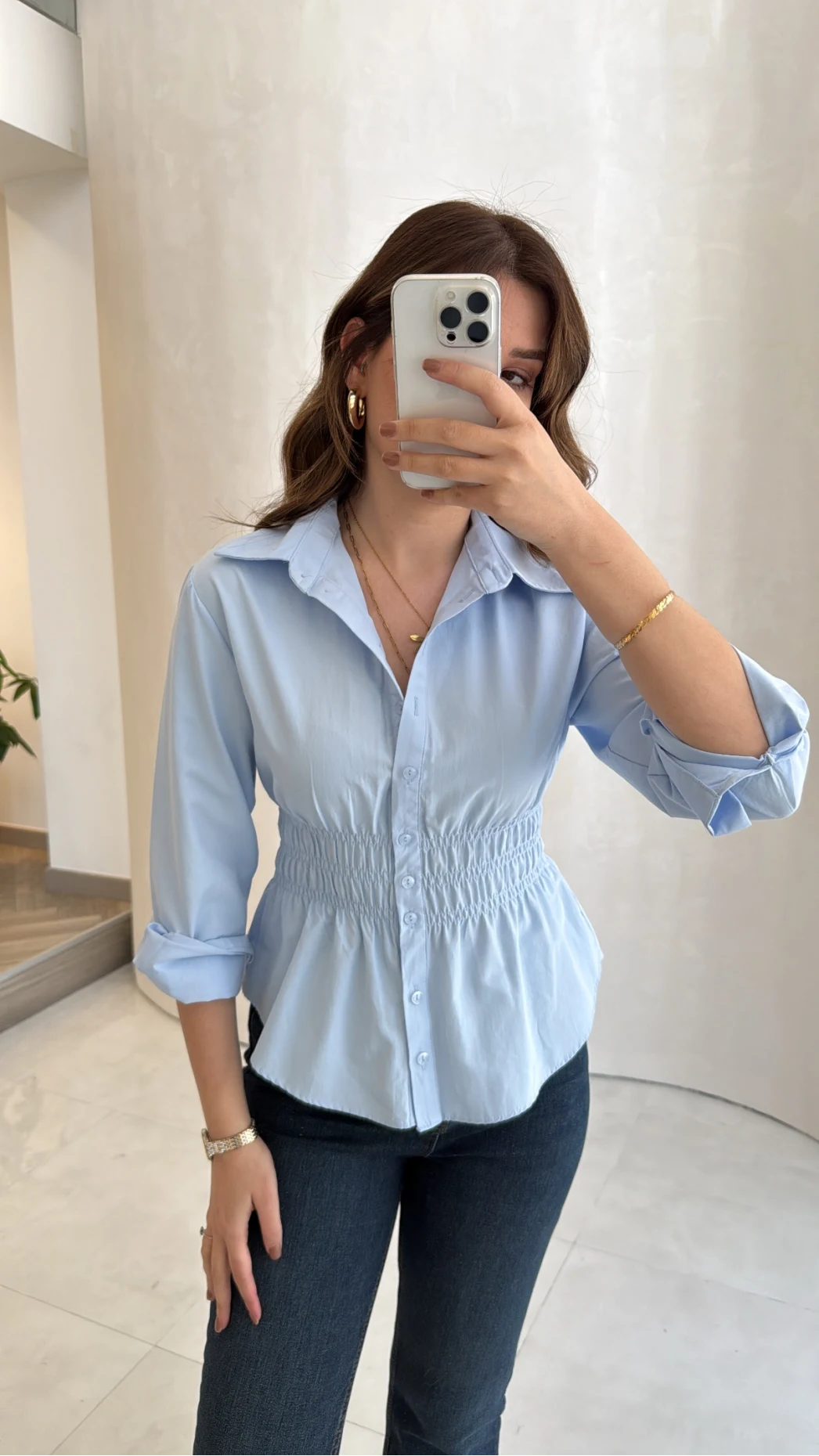 Dolly Beli Gipeli Gömlek - Mavi - Kod: 1000