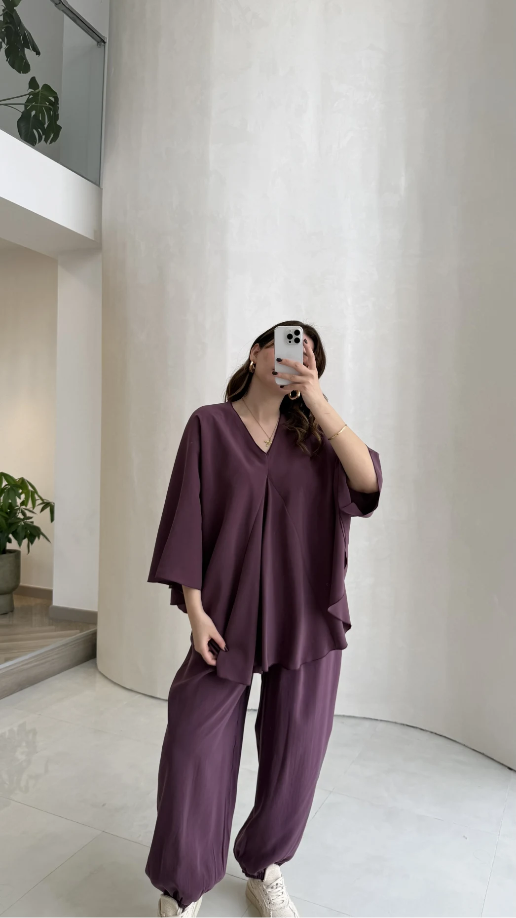 Sobremesa Pelerin Bluz- Pantolon Takım - Mürdüm - Kod: 51337