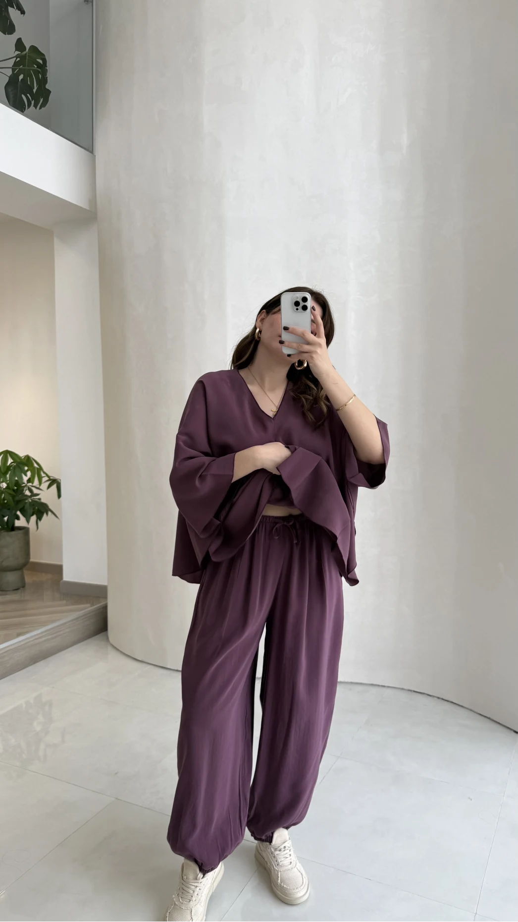 Sobremesa Pelerin Bluz- Pantolon Takım - Mürdüm - Kod: 51337