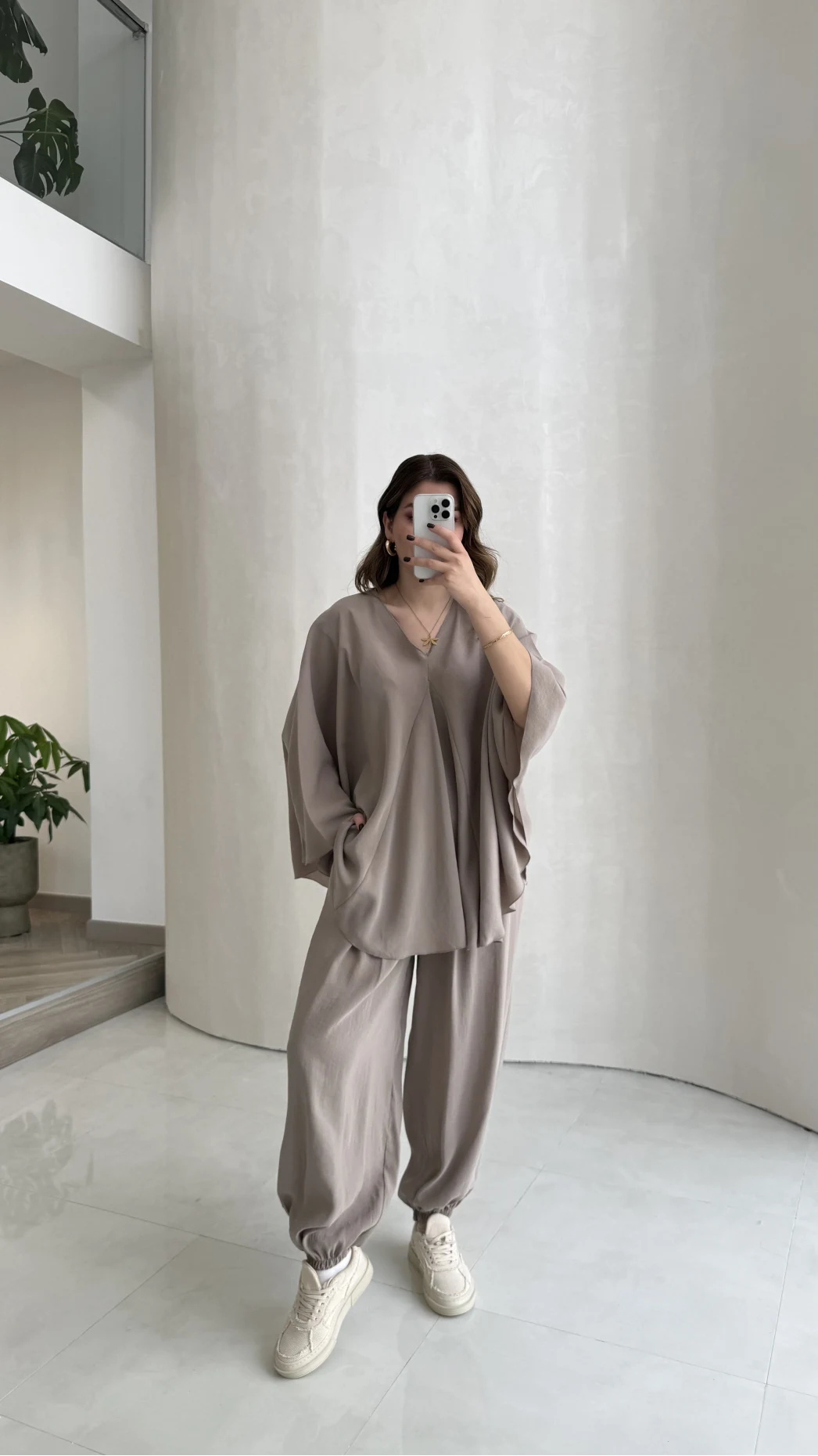 Sobremesa Pelerin Bluz- Pantolon Takım - Vizon - Kod: 51337