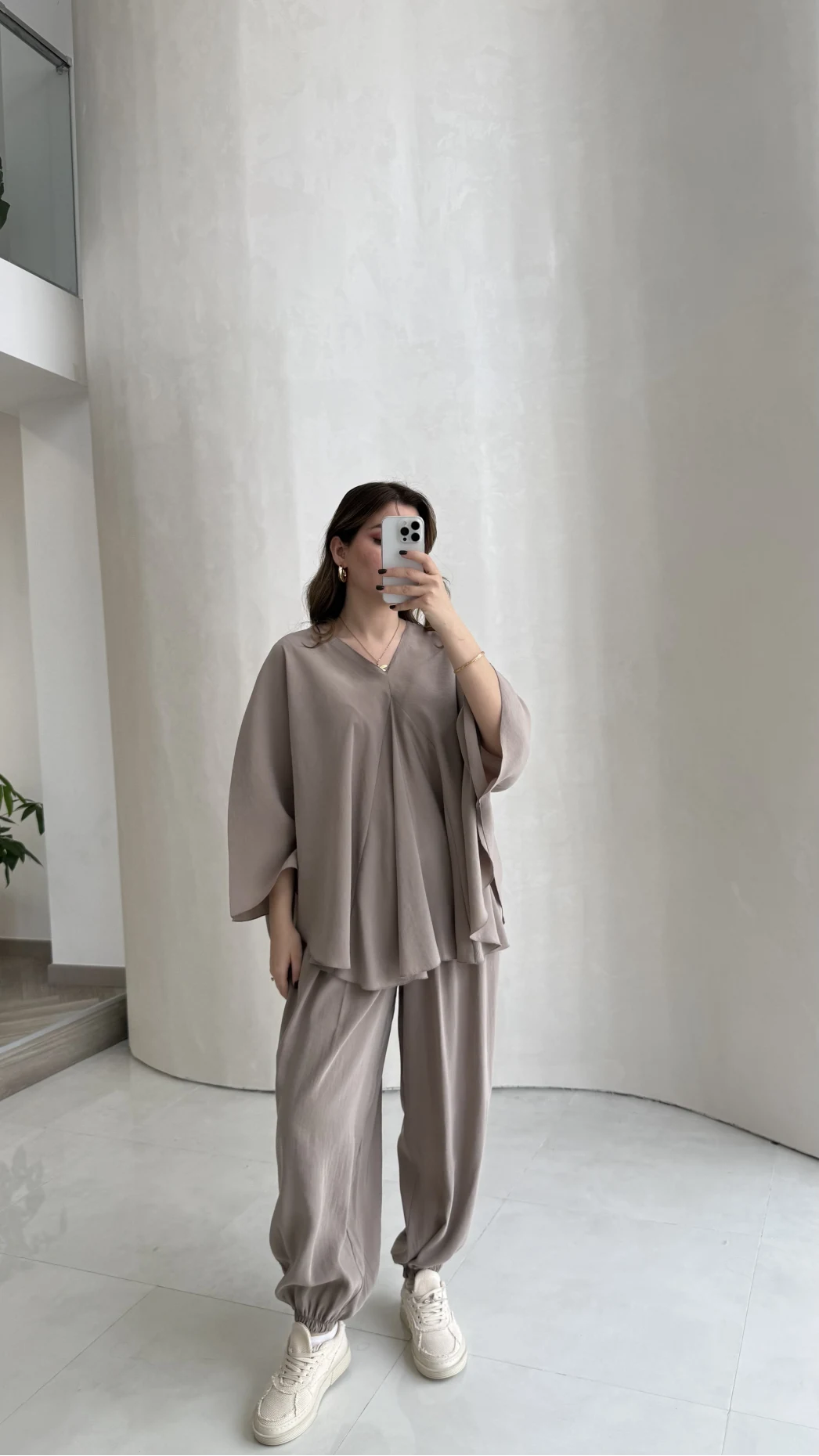 Sobremesa Pelerin Bluz- Pantolon Takım - Vizon - Kod: 51337