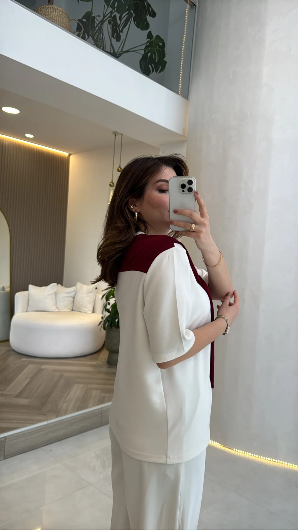 Sawa Fular Detay T-Shirt - Bordo - Kod: 1094