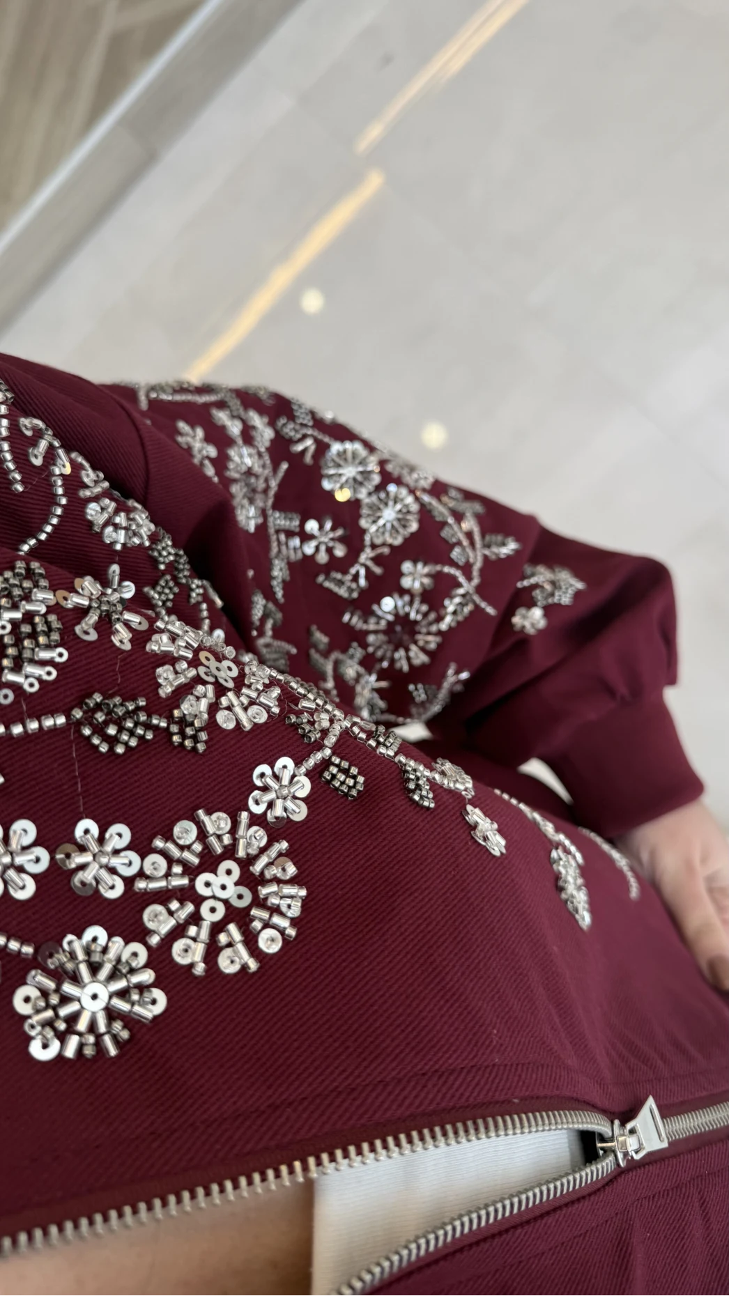 Premium Taş Pul Detaylı Pamuklu Ceket - Bordo - Kod: 99927