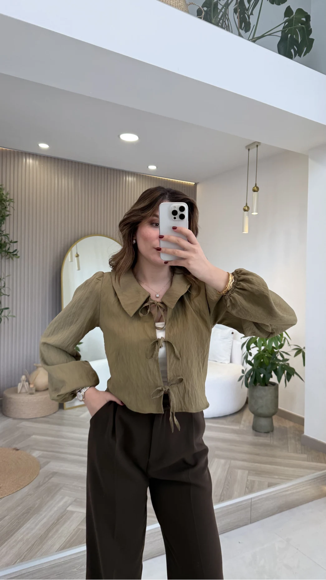 Bebe Yaka Çizgili Gömlek - Yeşil - Kod: 2048