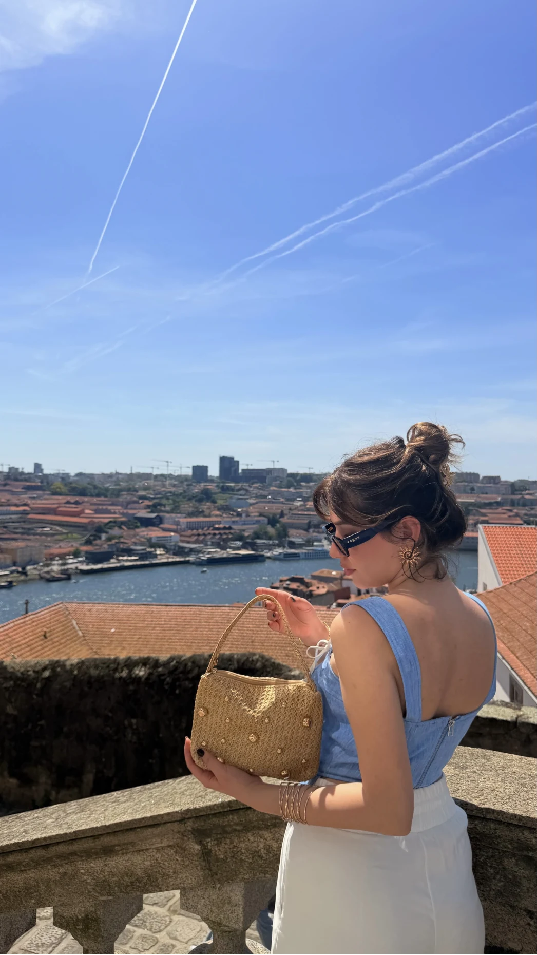 Korse Detay Askılı Crop Bluz - Mavi - Kod: 580930