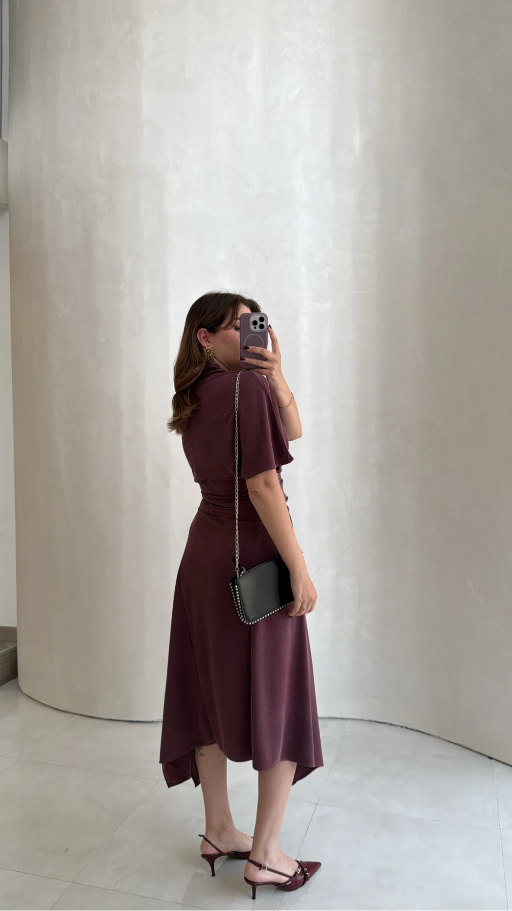 Flawless Modal Kumaş Asimetrik Kesim Etek Bluz Takım - Gül Kurusu - Kod: 0931