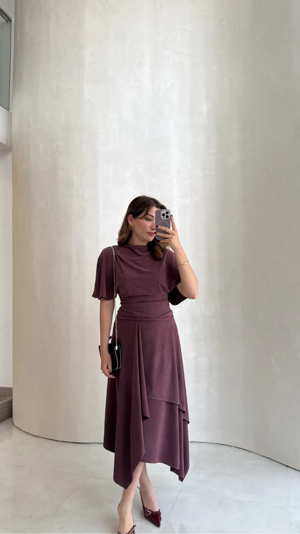 Flawless Modal Kumaş Asimetrik Kesim Etek Bluz Takım - Gül Kurusu - Kod: 0931