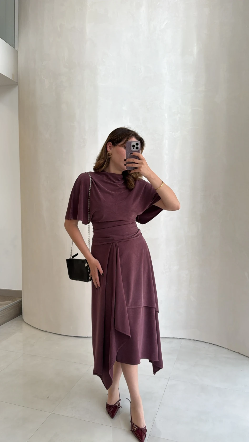 Flawless Modal Kumaş Asimetrik Kesim Etek Bluz Takım - Gül Kurusu - Kod: 0931