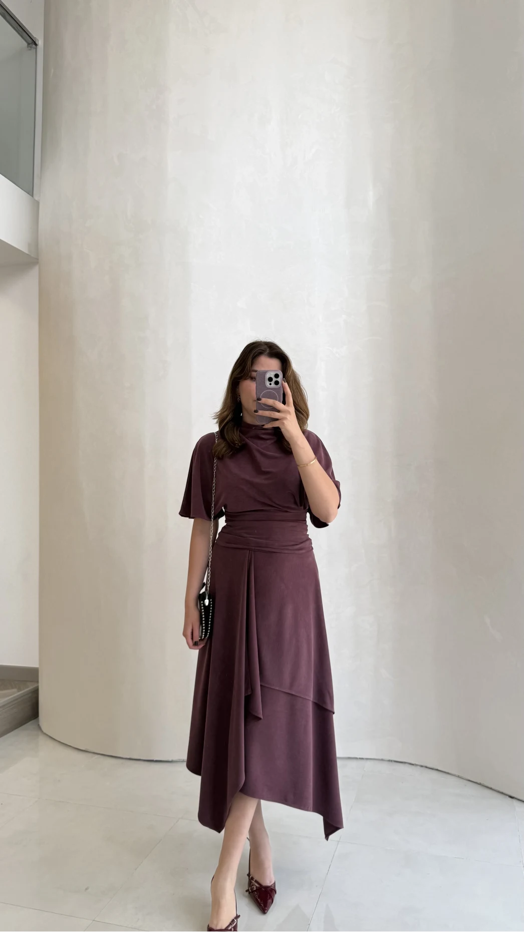 Flawless Modal Kumaş Asimetrik Kesim Etek Bluz Takım - Gül Kurusu - Kod: 0931