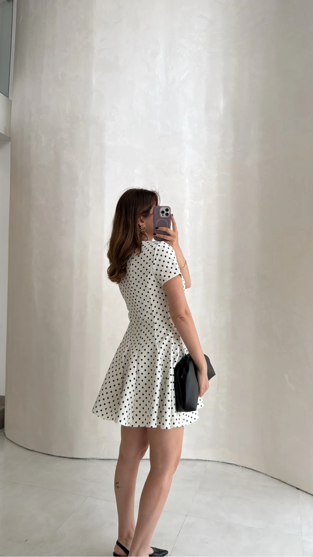 Melanie Puantiye Desenli Mini Elbise - Ekru - Kod: 0970