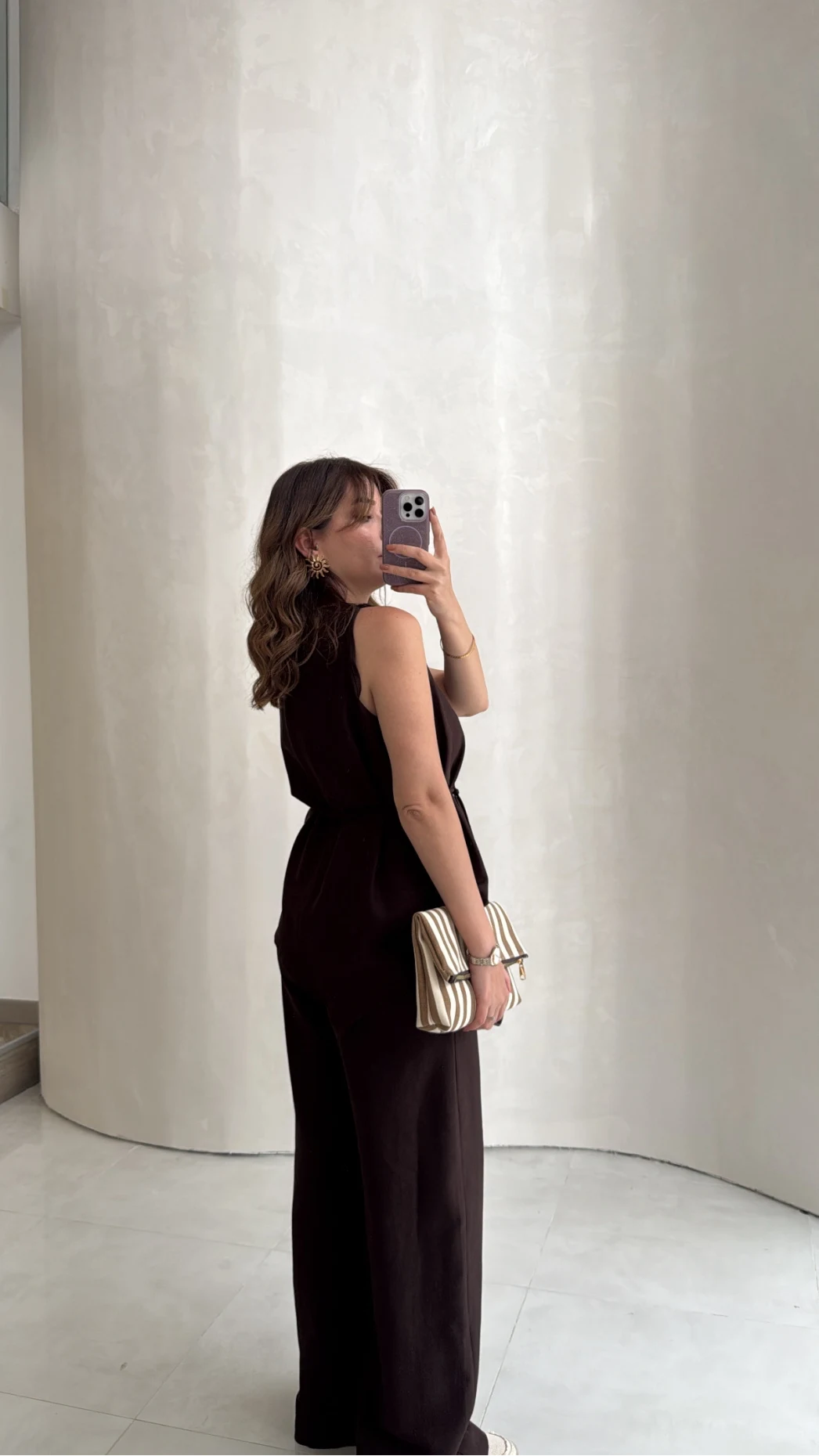 Adel Bağcıklı Asimetrik Bluz Pantolon Takım - Kahve - Kod: 8784