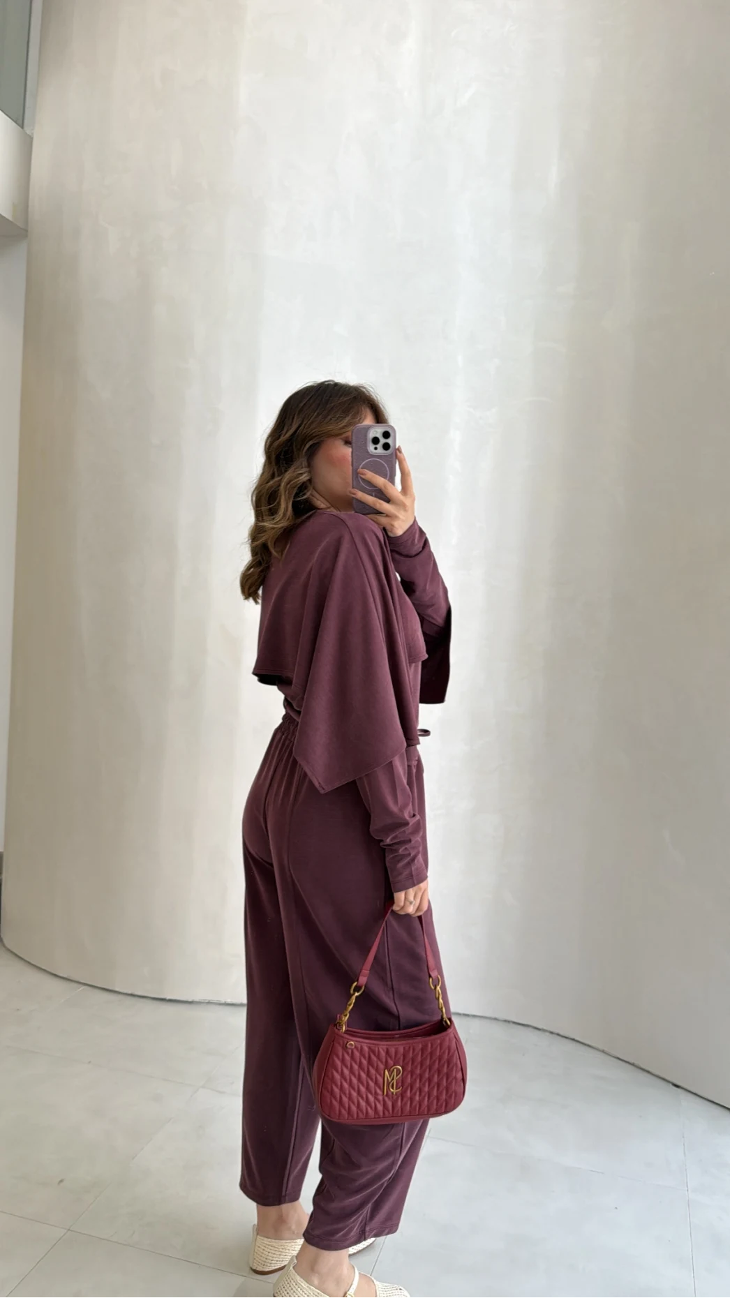 Yarasa Yaka Modal Takım - Bordo - Kod: 7344