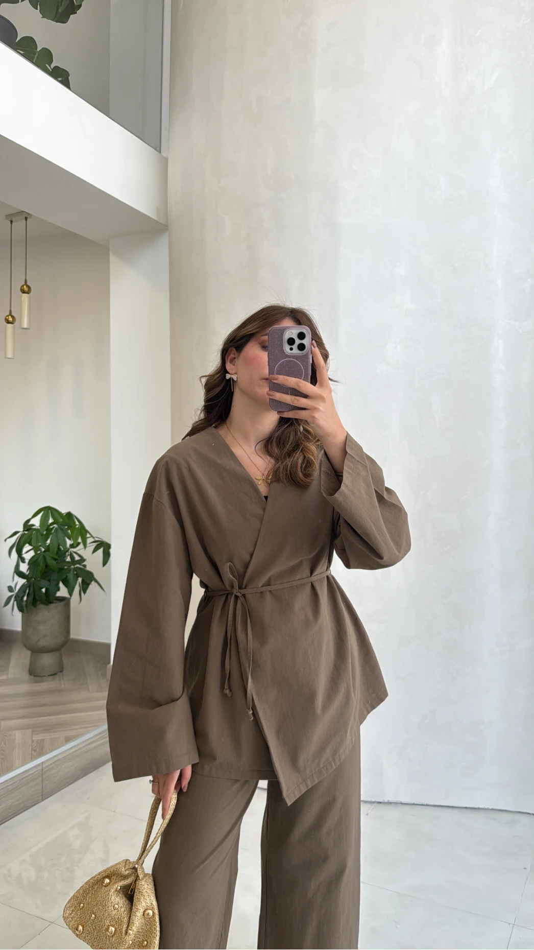 Bağcıklı Kimono Takım - Haki - Kod: 8968