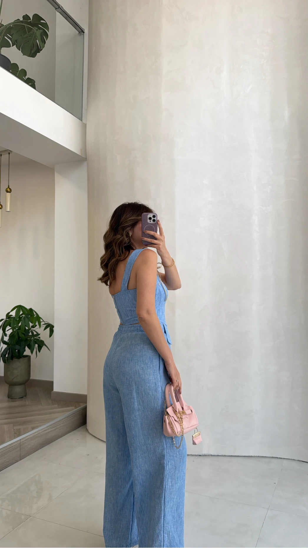 Askılı Korse Bluz Pantolon Takım - Mavi - Kod: 58525