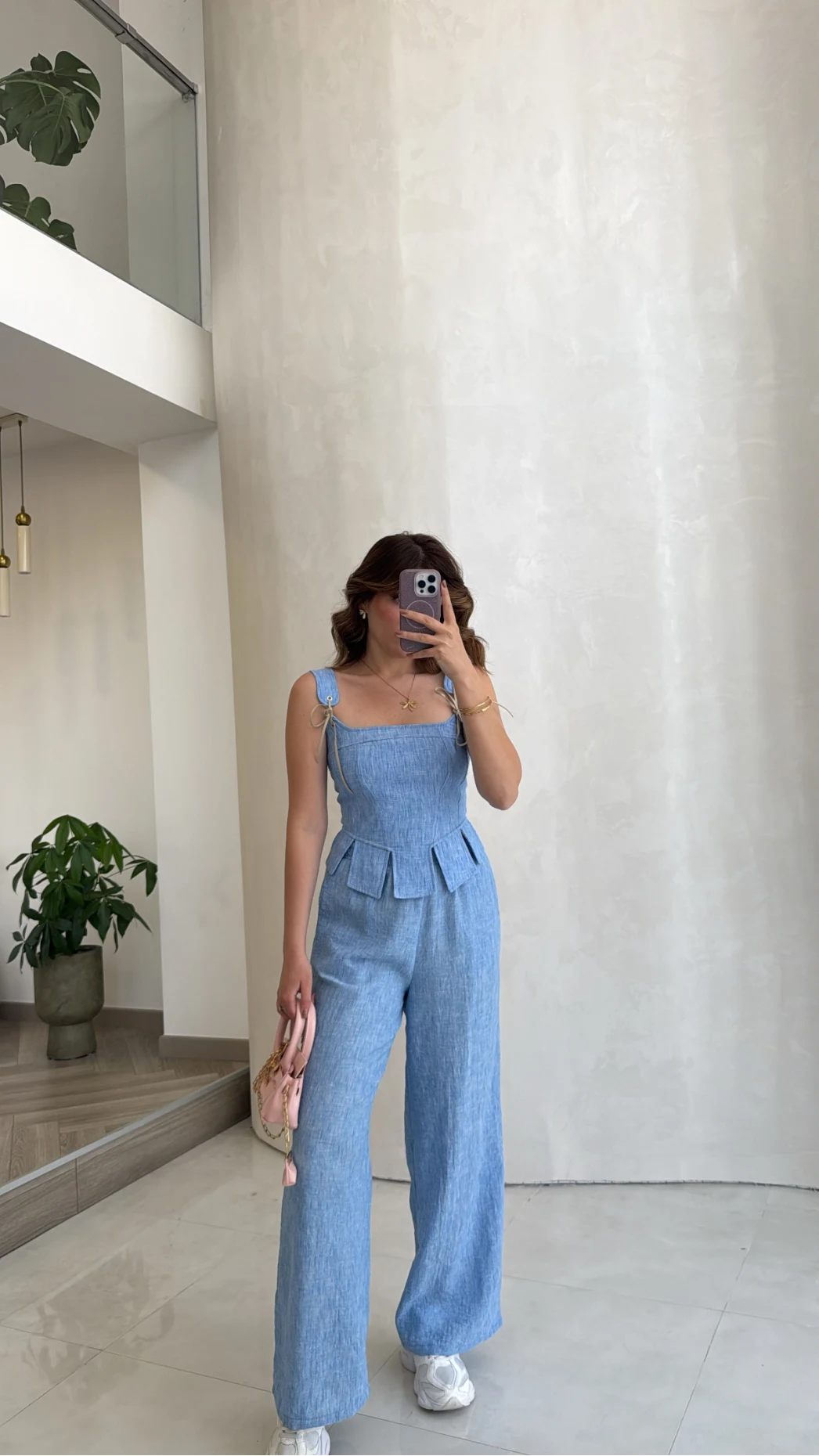 Askılı Korse Bluz Pantolon Takım - Mavi - Kod: 58525