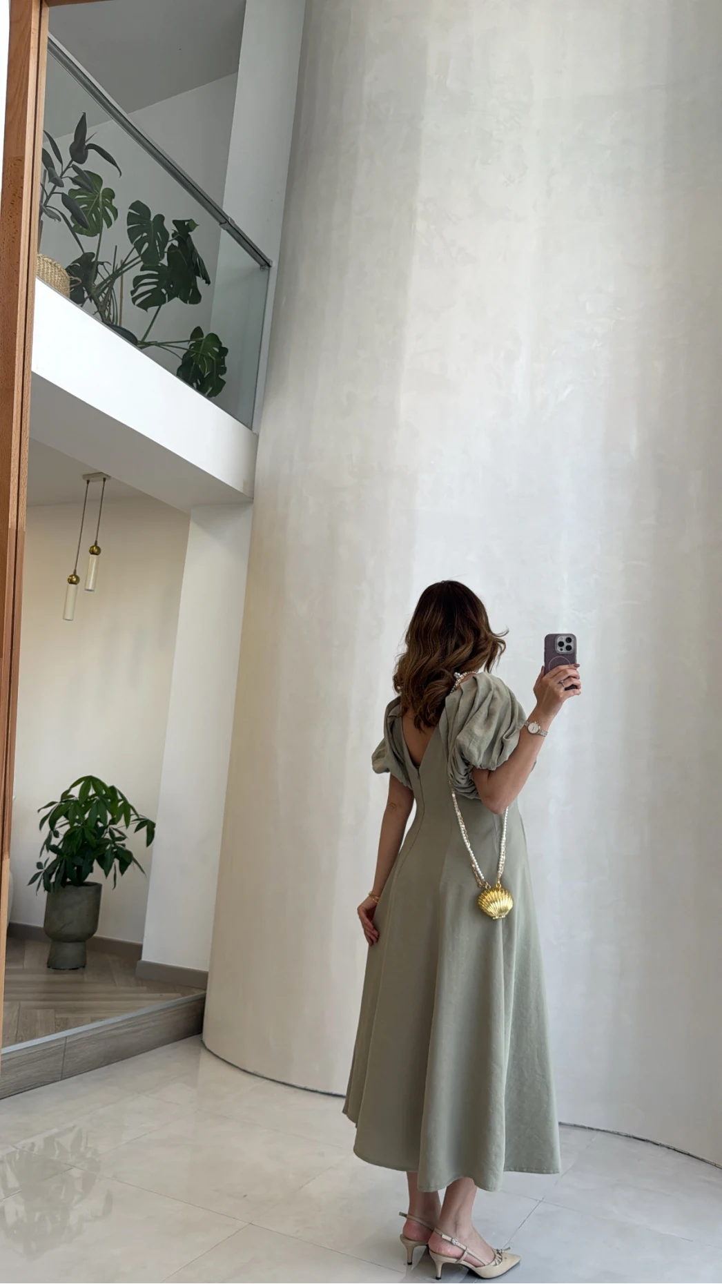 Bella Balon Kol Midi Boy Elbise - Mint - Kod: 2384
