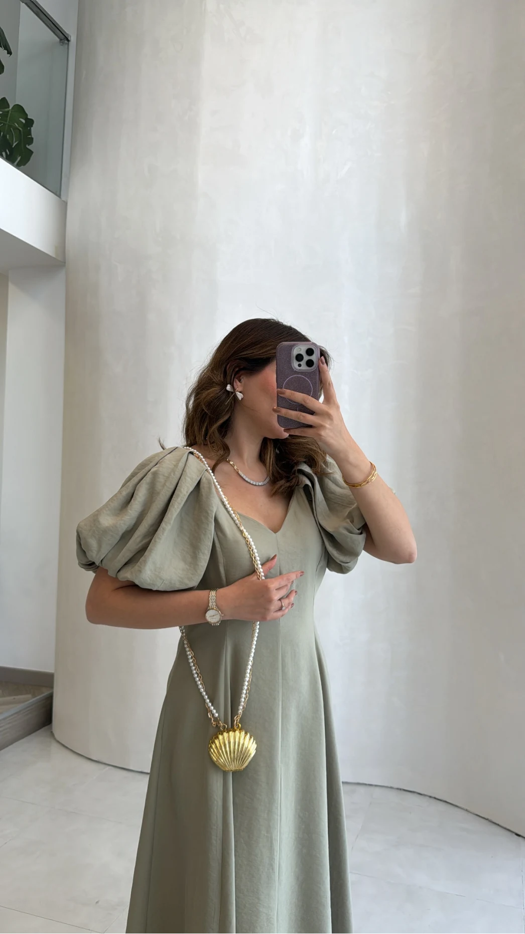 Bella Balon Kol Midi Boy Elbise - Mint - Kod: 2384