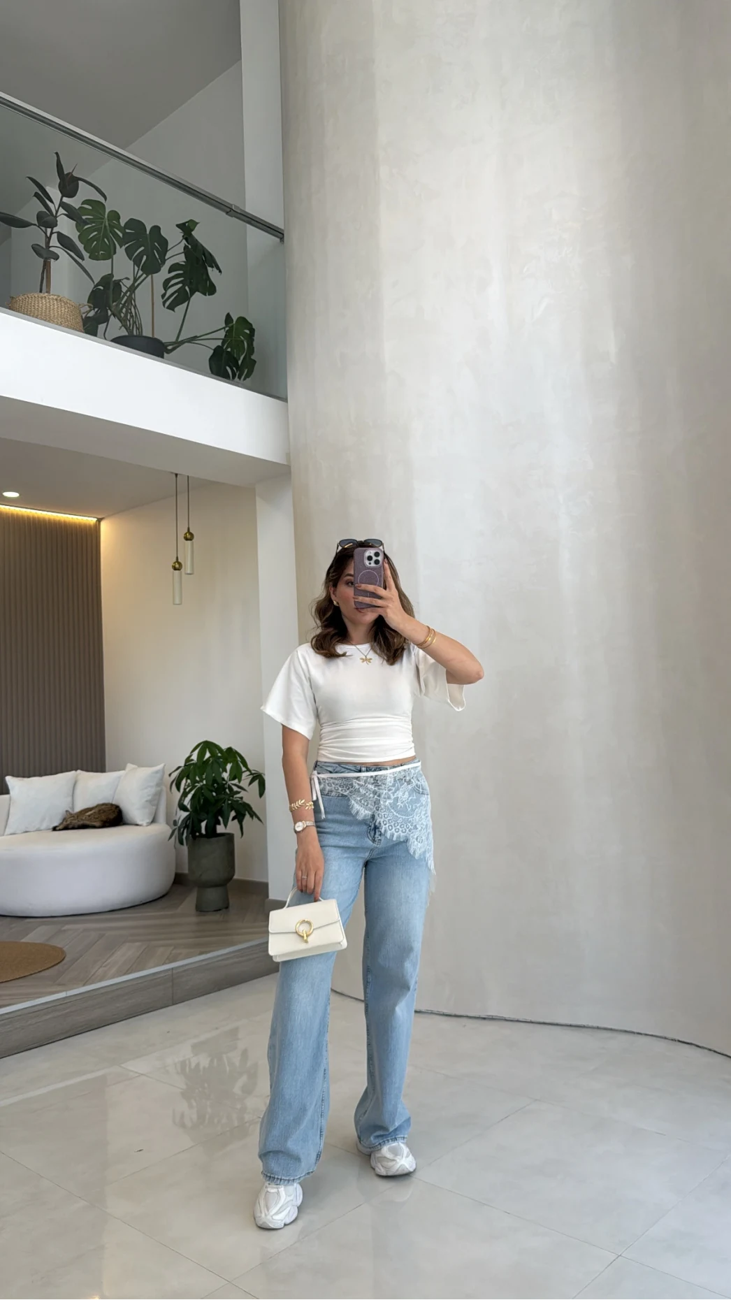 Bole Yüksek Bel Dantelli Denim Jean Pantolon - Mavi