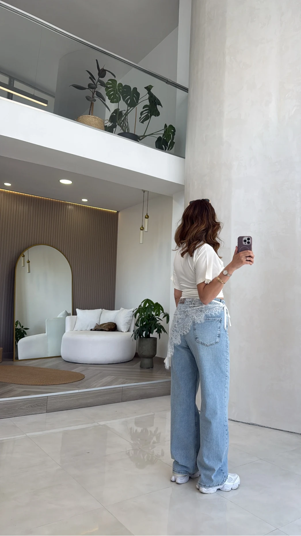 Bole Yüksek Bel Dantelli Denim Jean Pantolon - Mavi