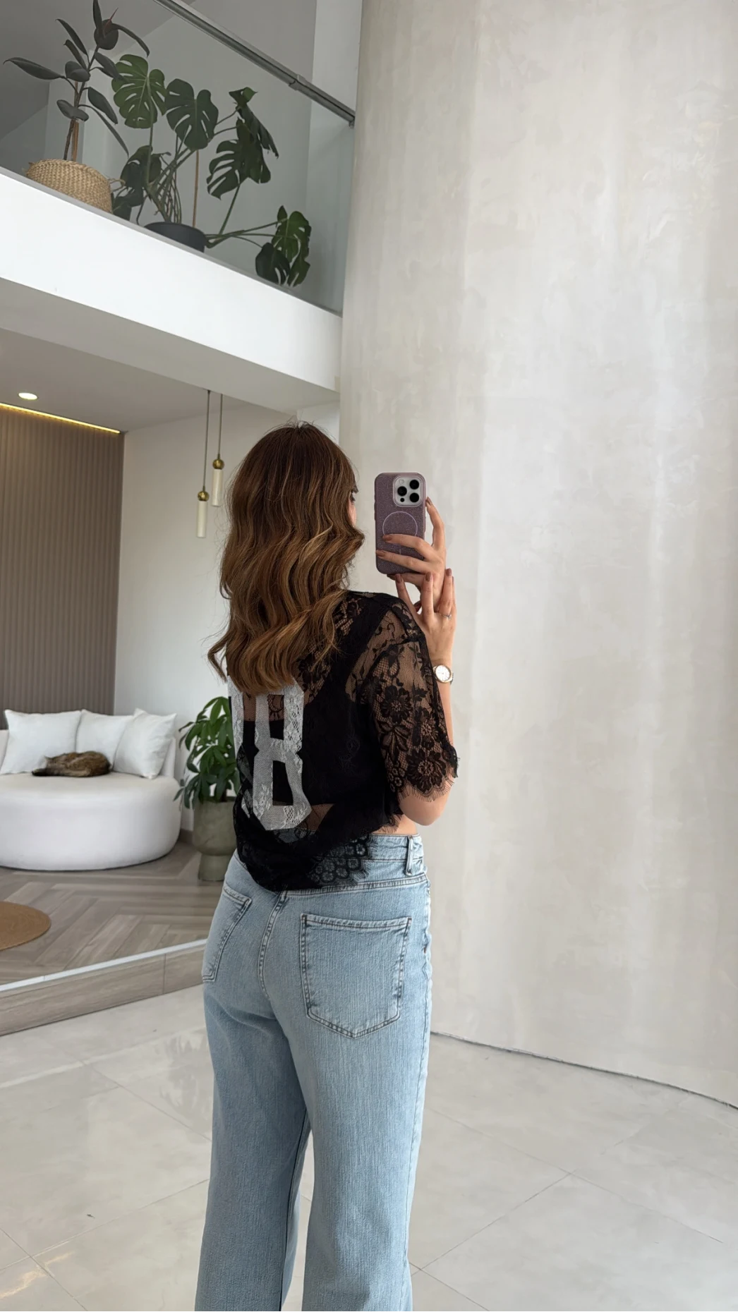 Dantel T-shirt - Siyah - Kod: 1098