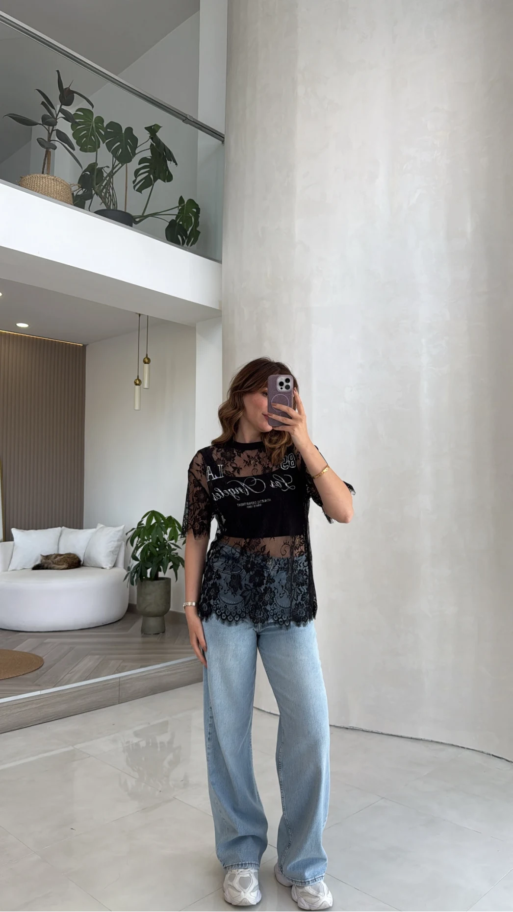 Dantel T-shirt - Siyah - Kod: 1098
