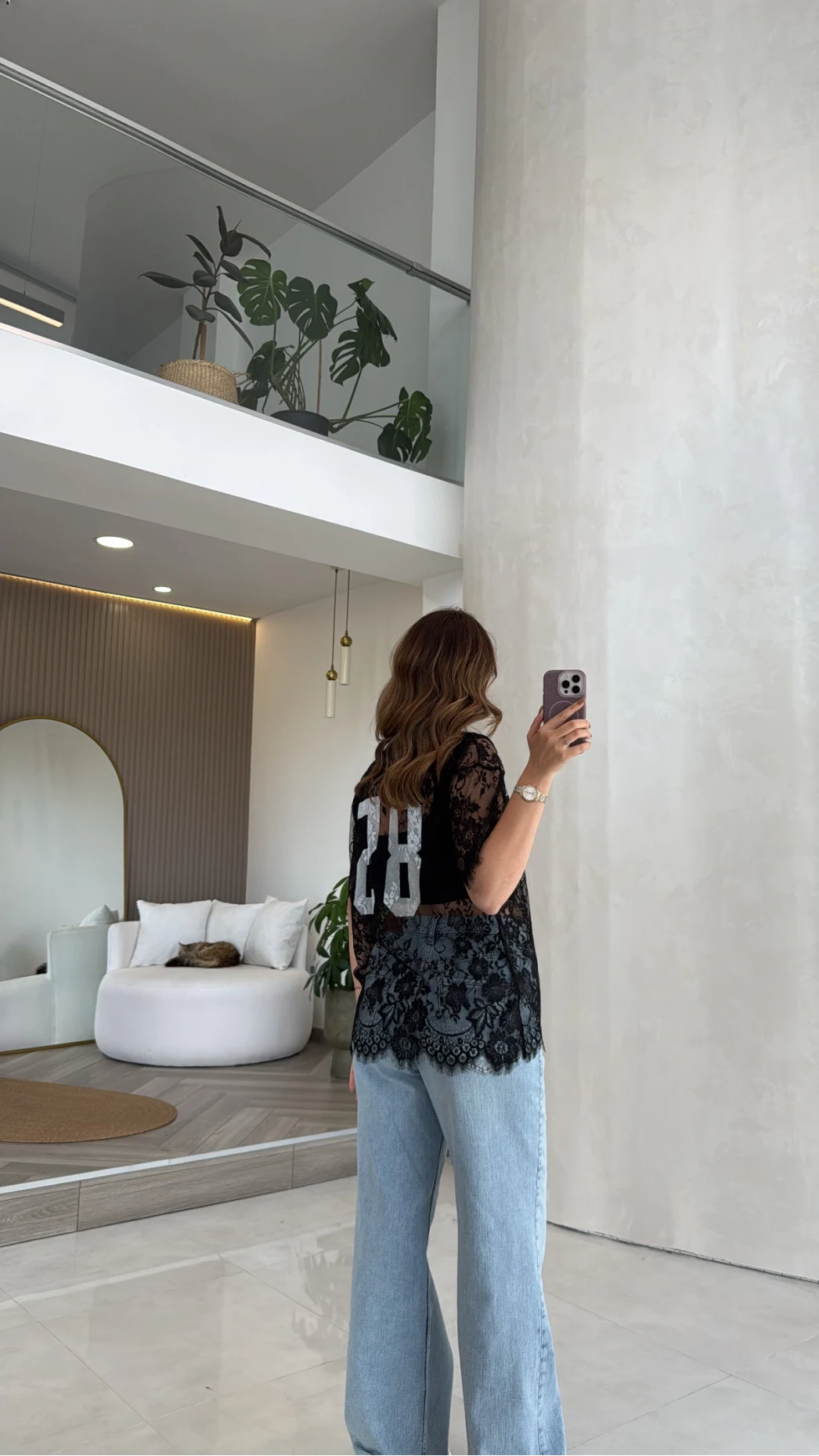 Dantel T-shirt - Siyah - Kod: 1098