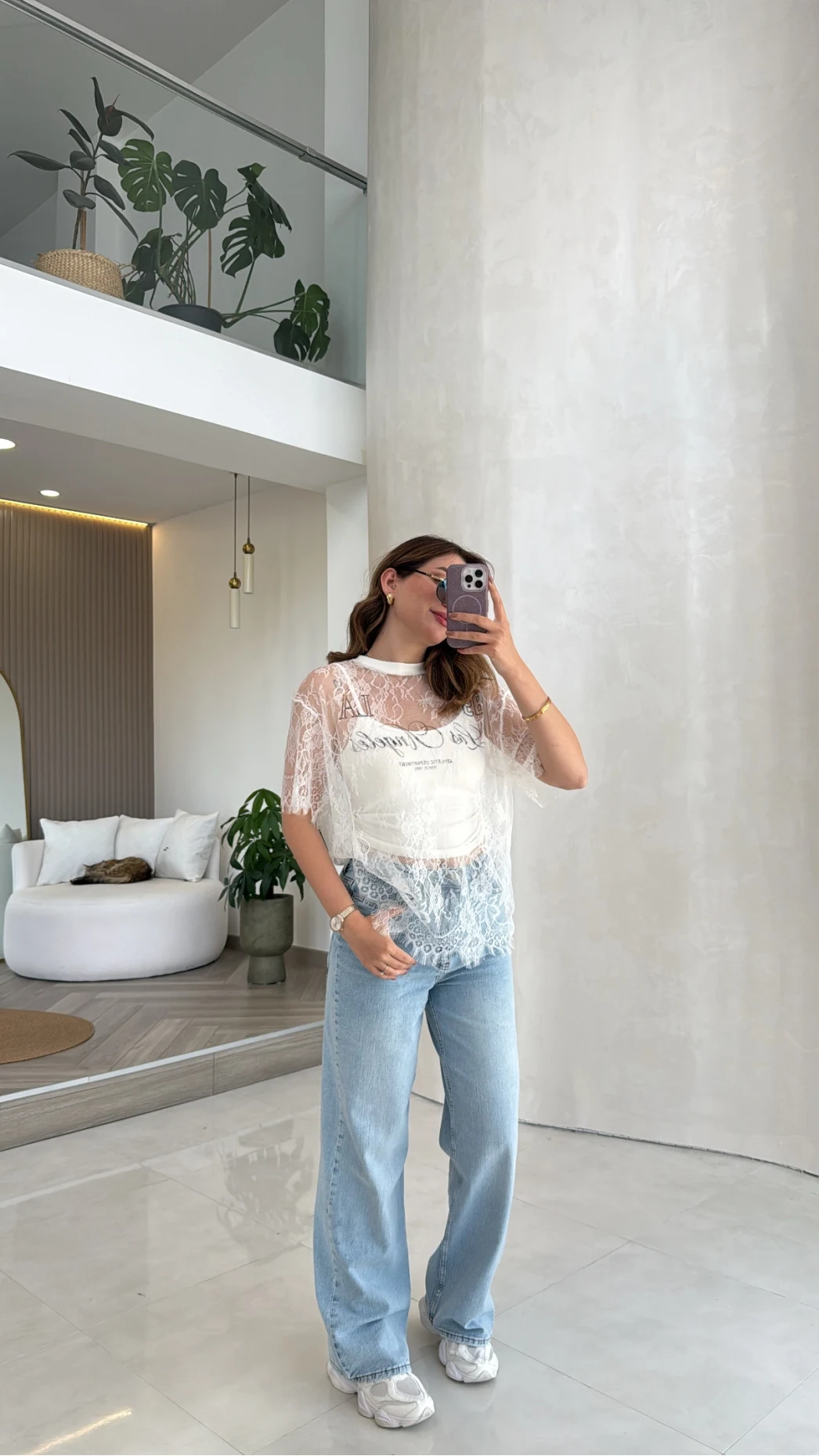Dantel T-shirt - Ekru - Kod: 1098