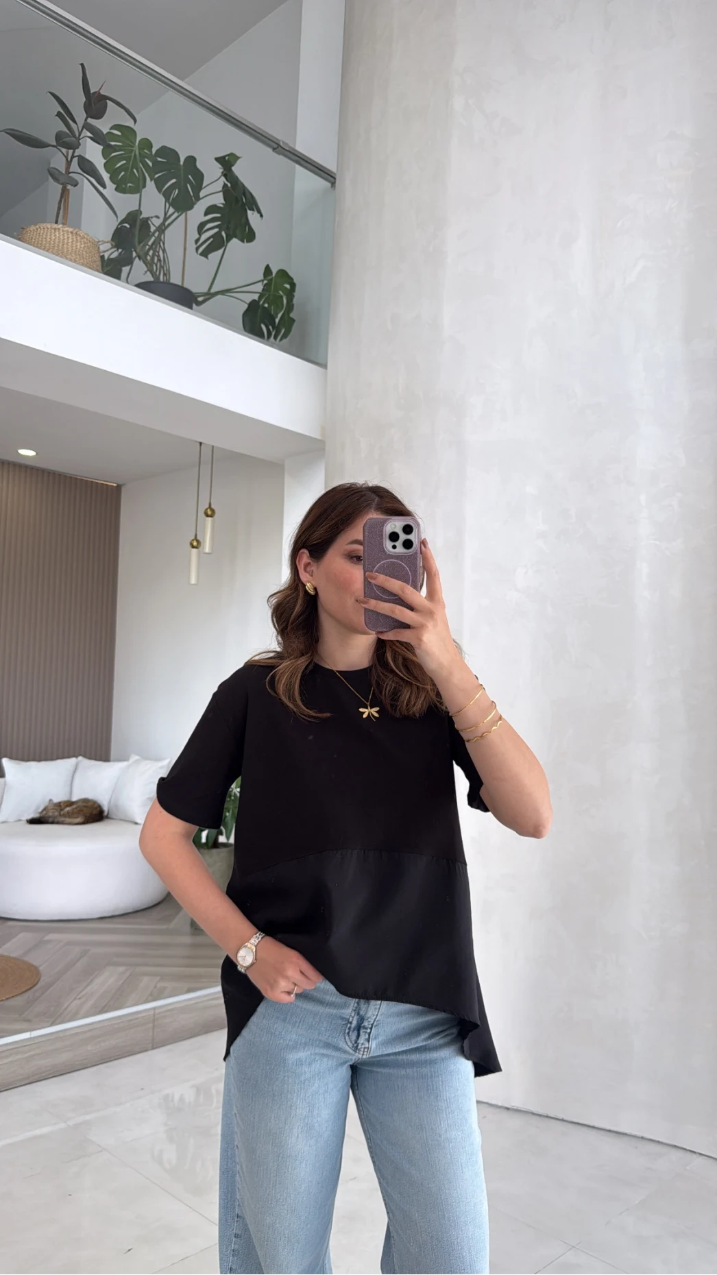 Modal T-shirt - Siyah - Kod: 1069